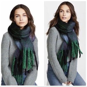 FREE PEOPLE BLACK GREEN BLUE STRIPED SCRAF - New Without Tags